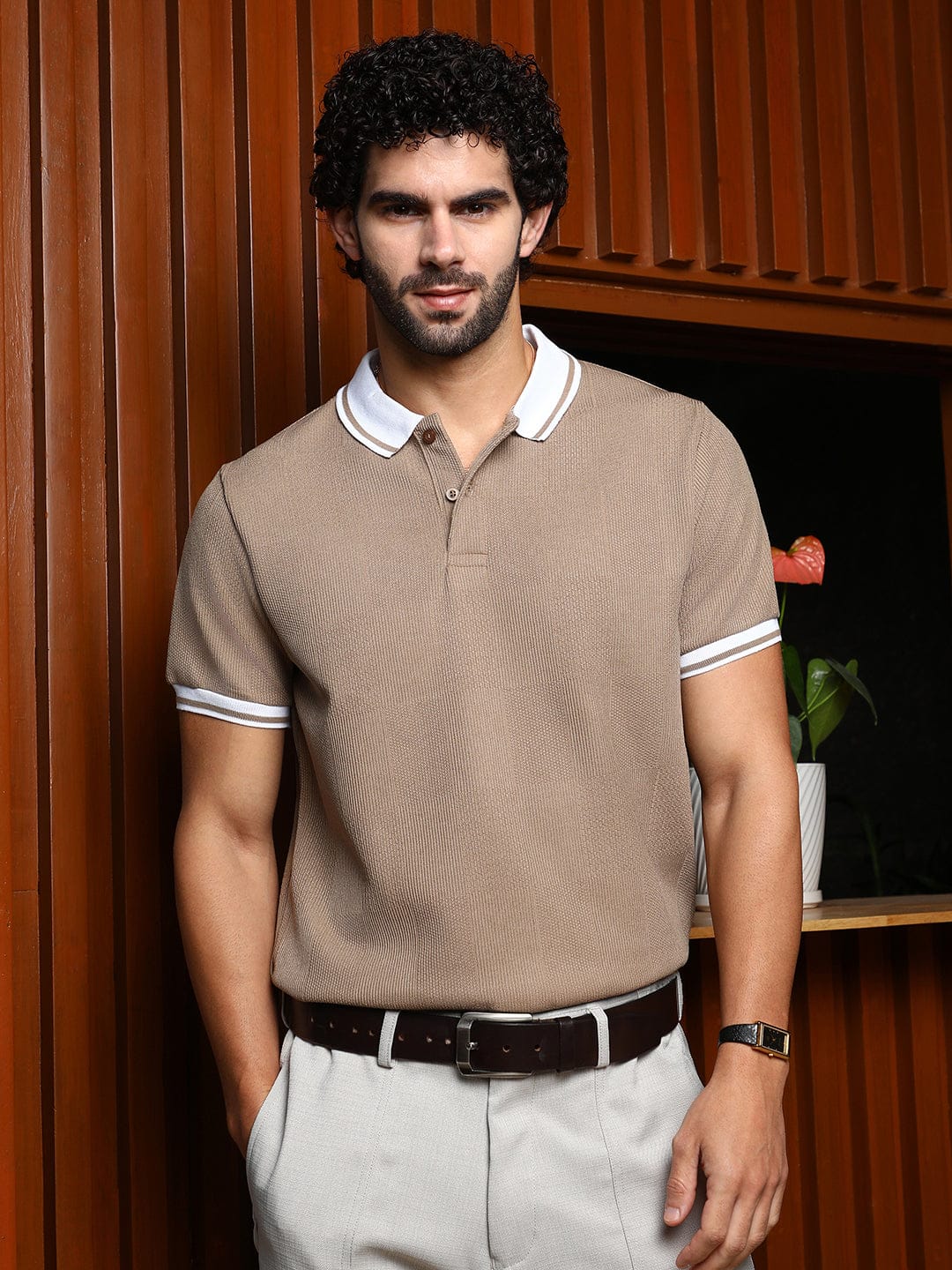 light color polo t-shirt